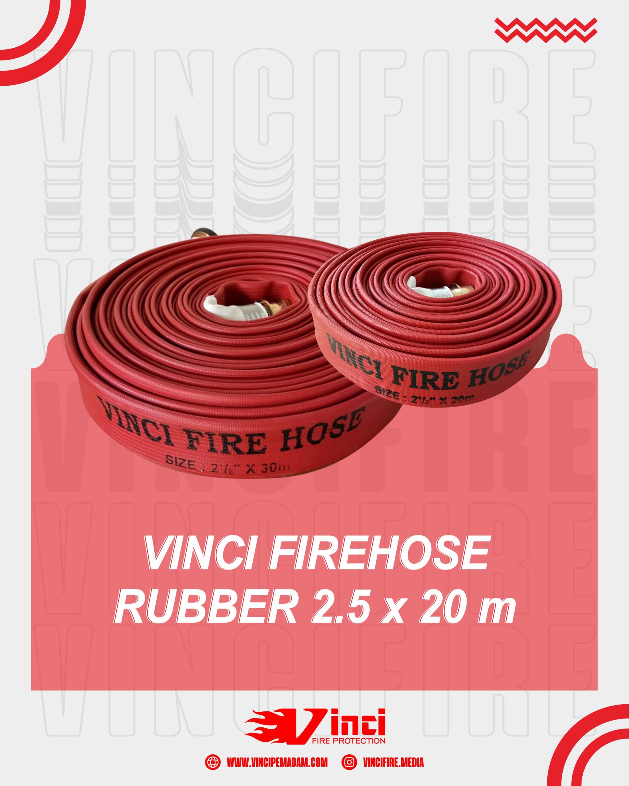 Vinci Fire Hose Rubber 2.5″ x 20 M