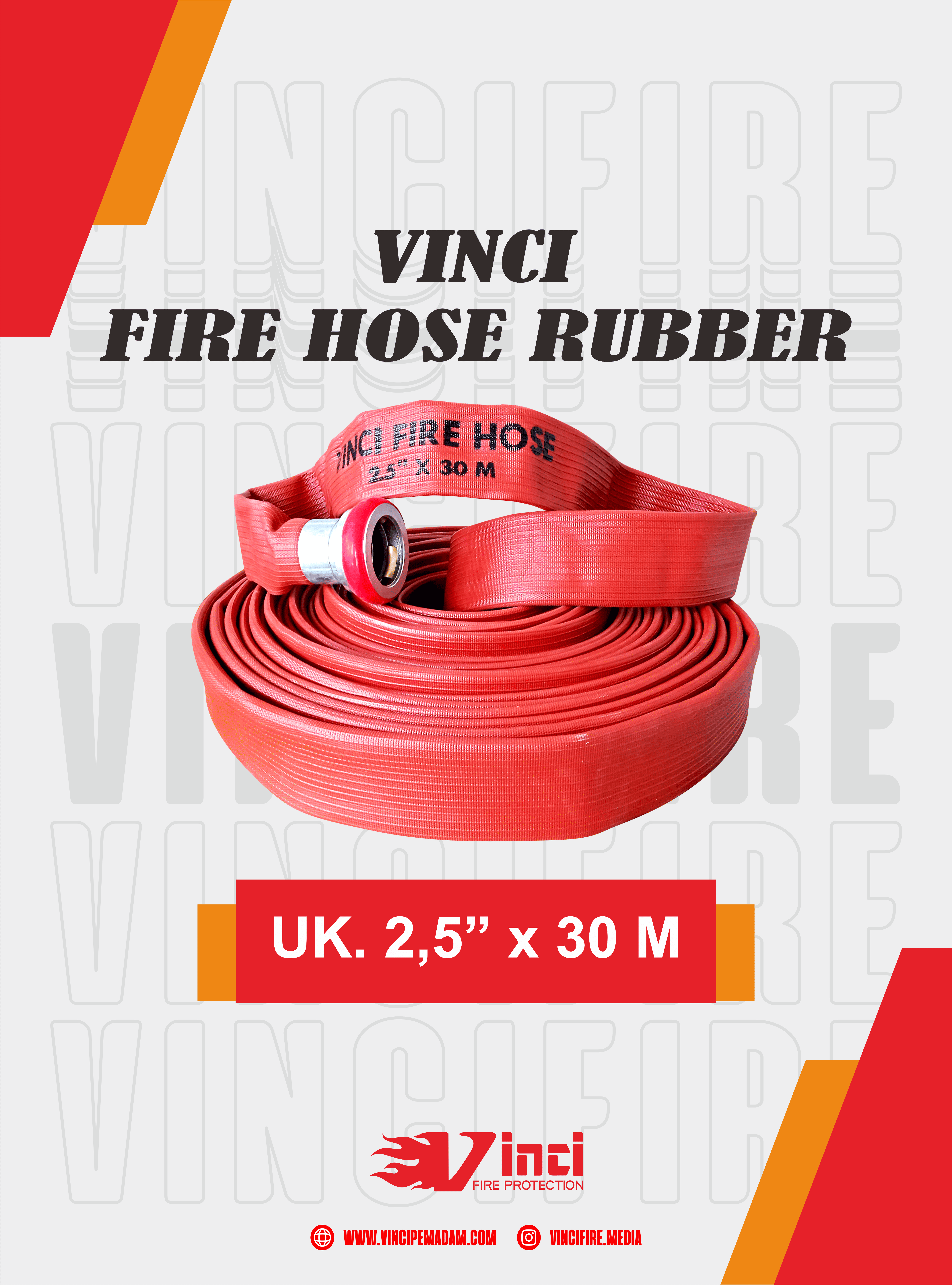 Vinci Fire Hose Rubber 2.5 inch x 30 M